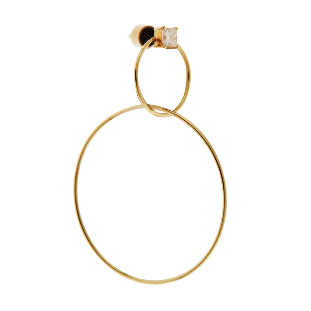 Double Slim Square Diamond Hoops - Queen - Ileana Makri store