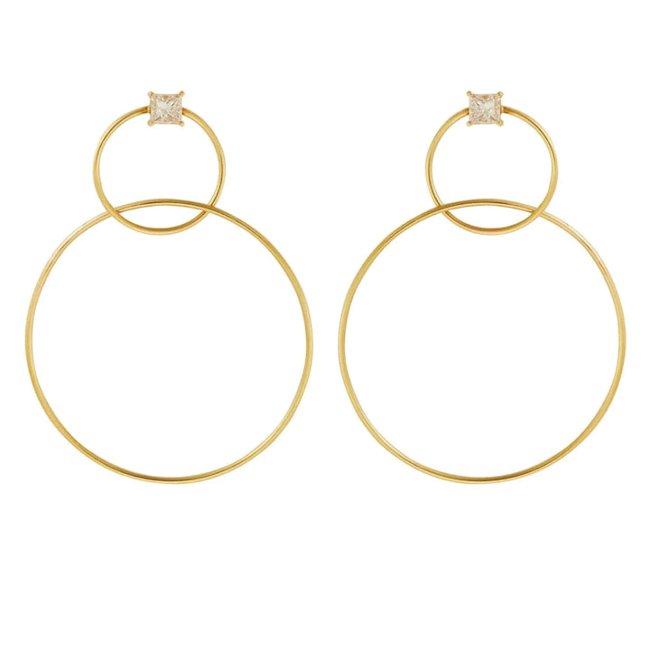 Double Slim Square Diamond Hoops - Queen - Ileana Makri