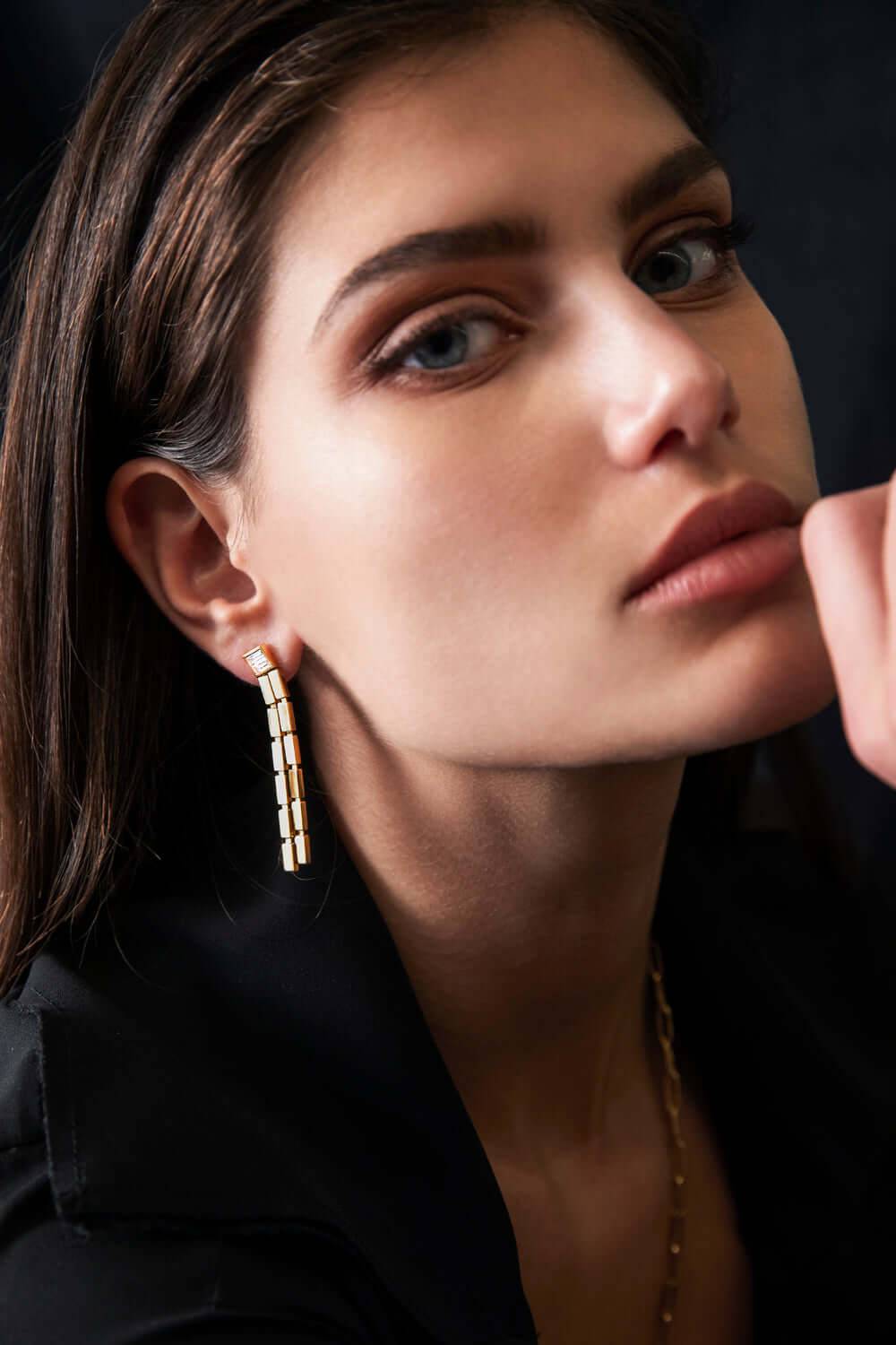 Double Waterfall Earrings Y-D - Cascade - Ileana Makri store