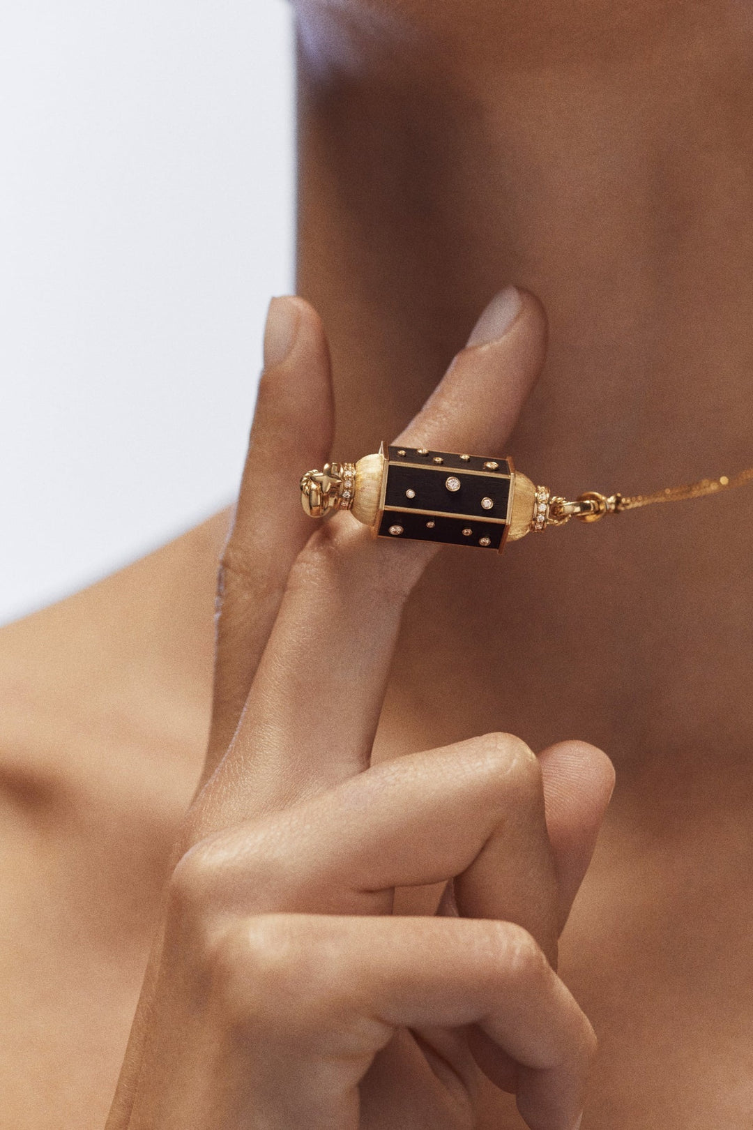 Ebony Dot Locket Necklace (37cm) - Marie Lichtenberg - Ileana Makri