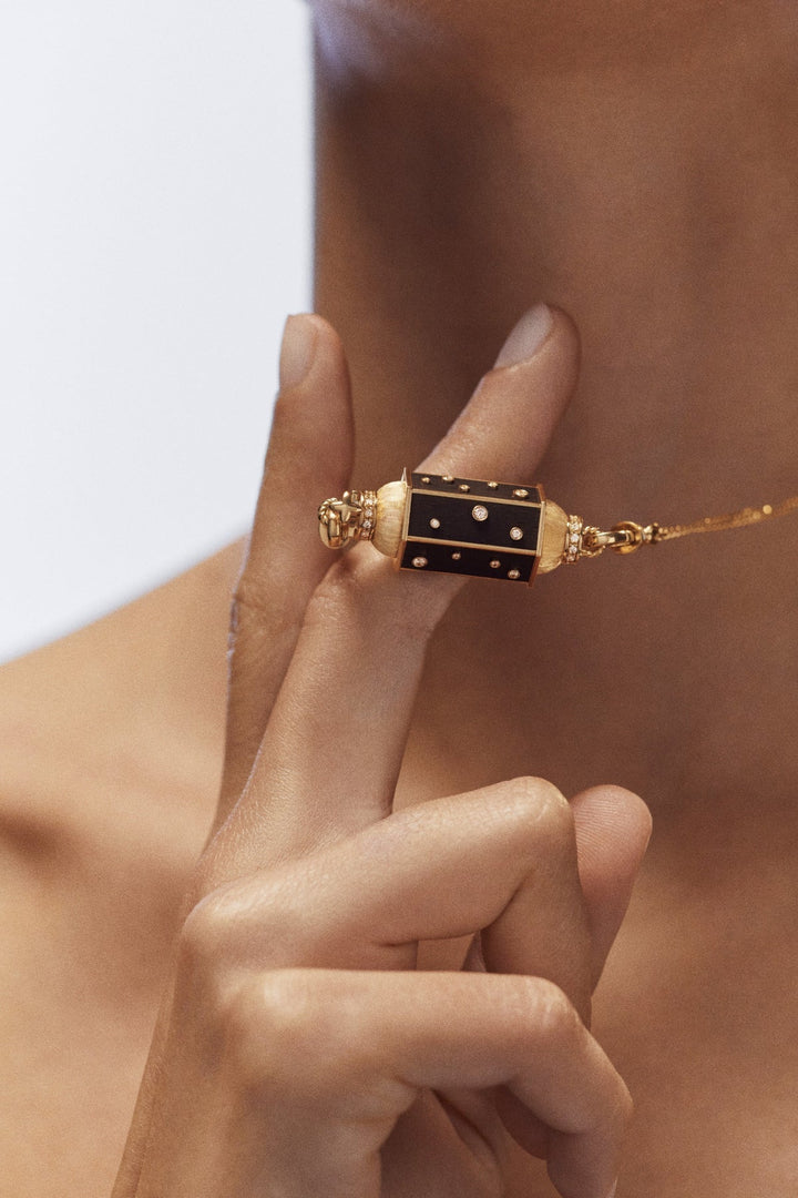 Ebony Dot Locket Necklace (37cm) - Marie Lichtenberg - Ileana Makri