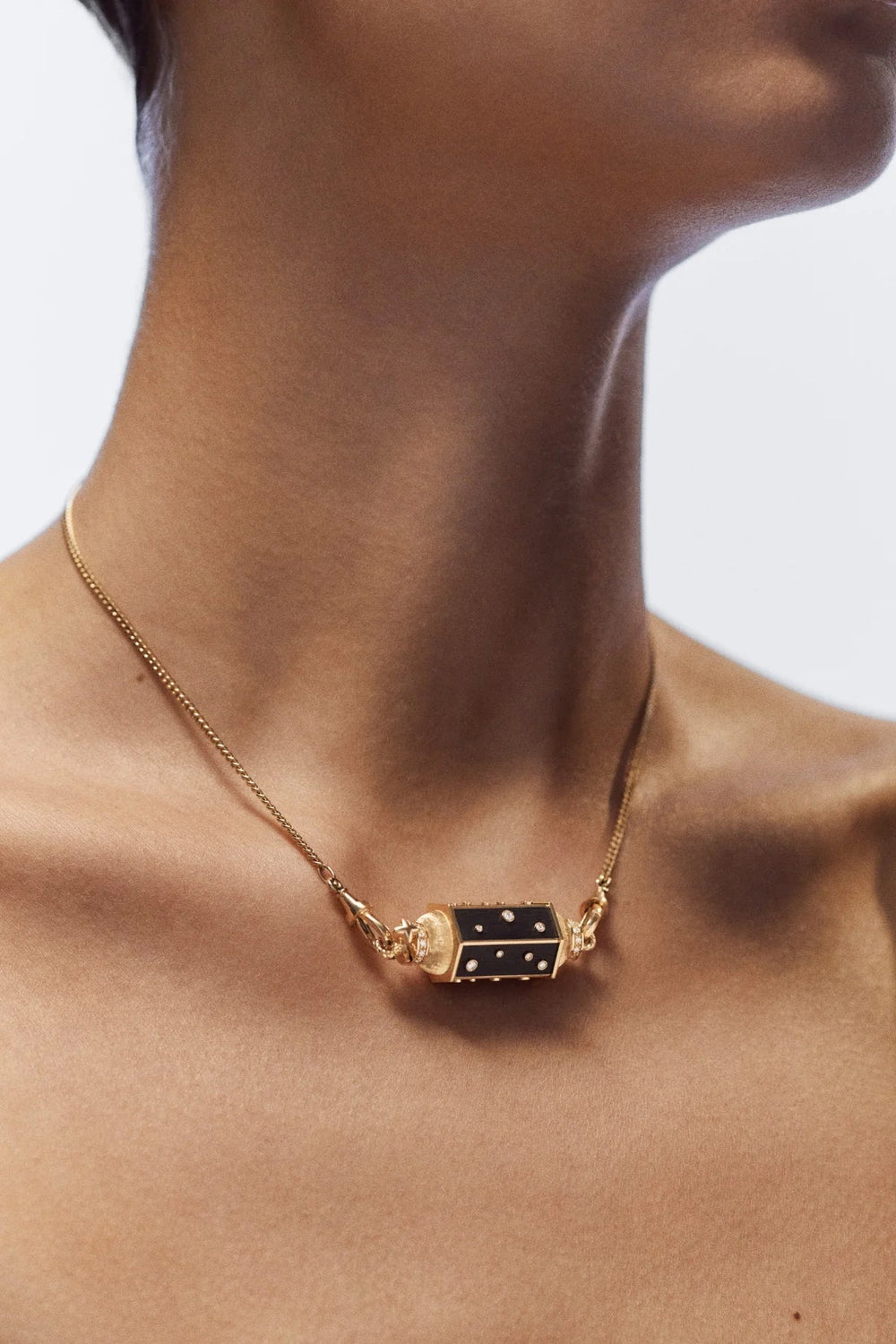Ebony Dot Locket Necklace (37cm) - Marie Lichtenberg - Ileana Makri