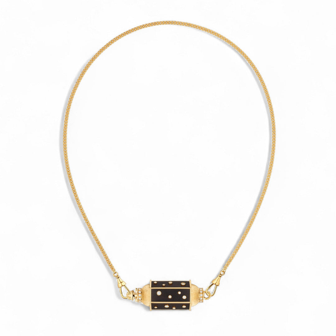 Ebony Dot Locket Necklace (37cm) - Marie Lichtenberg - Ileana Makri