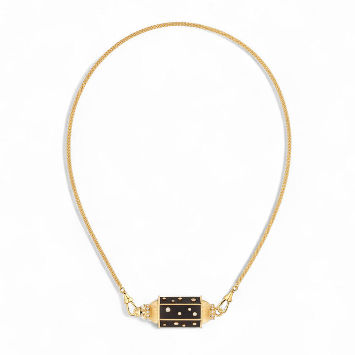 Ebony Dot Locket Necklace (37cm) - Marie Lichtenberg - Ileana Makri