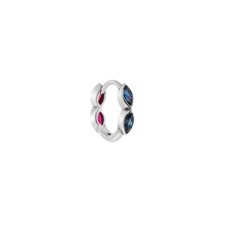 Echo Navette Mini Hoop Rubies & Sapphires in White Gold