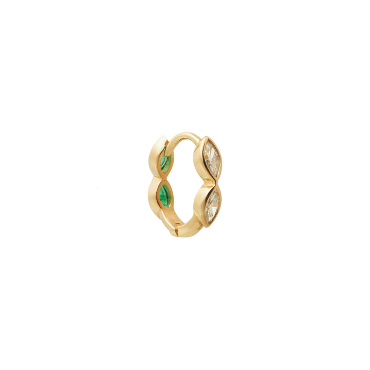 Echo Navette Mini Hoop Diamonds & Emeralds