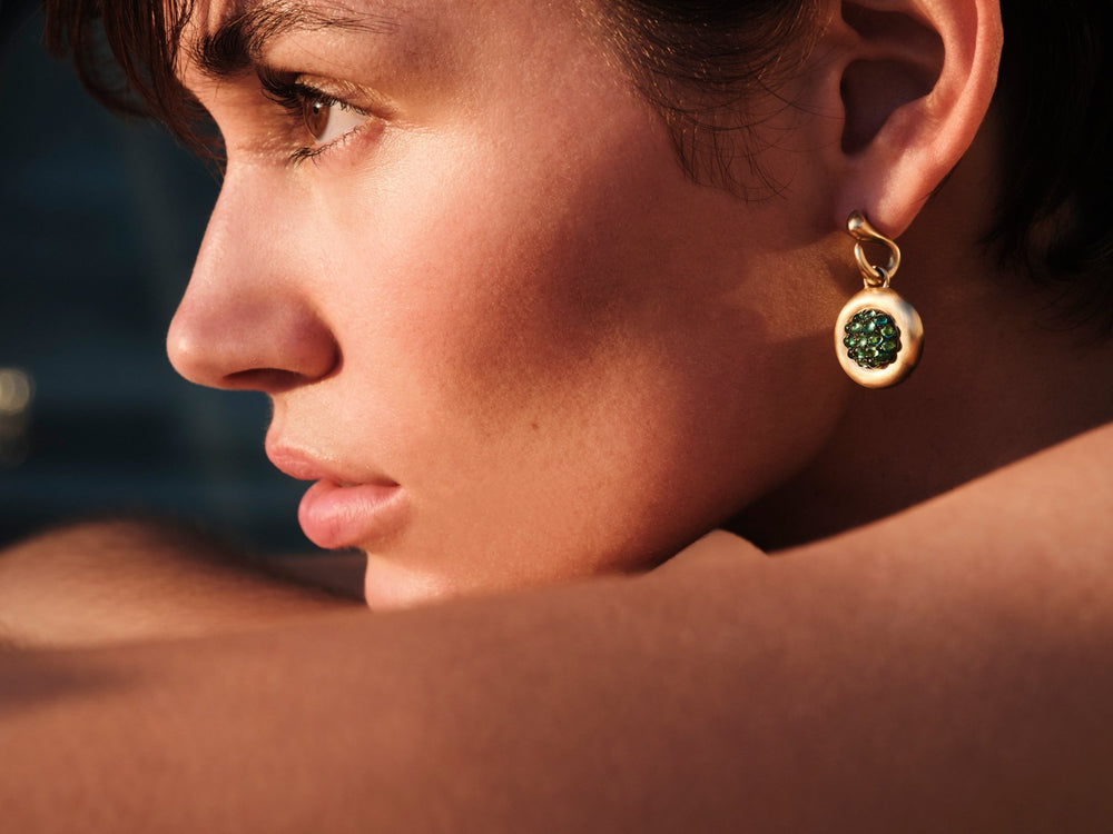 Emerald Caviar Earrings Small - Fête - Ileana Makri