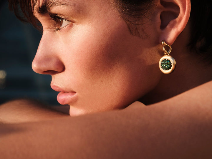 Emerald Caviar Earrings Small - Fête - Ileana Makri