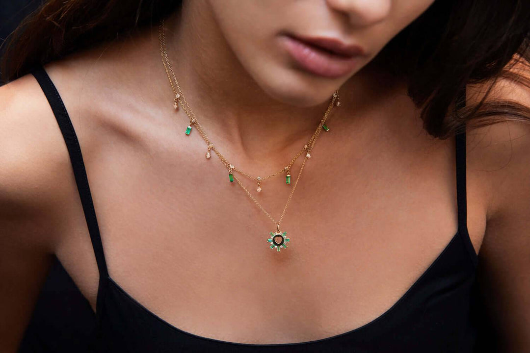 Emerald Drops Necklace Y14 - D - EM - Grass - Ileana Makri