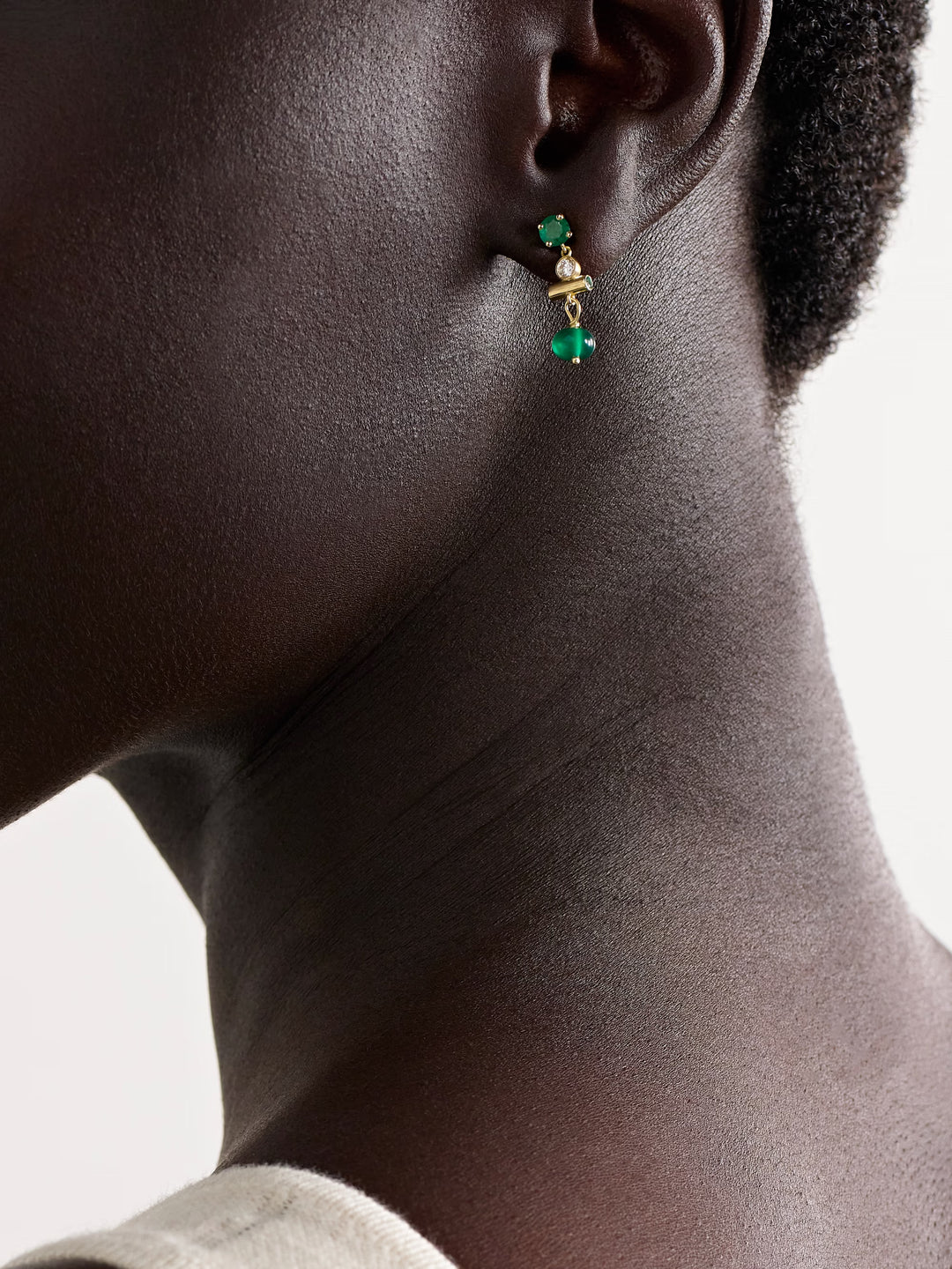 Mini Emerald Edge Earrings