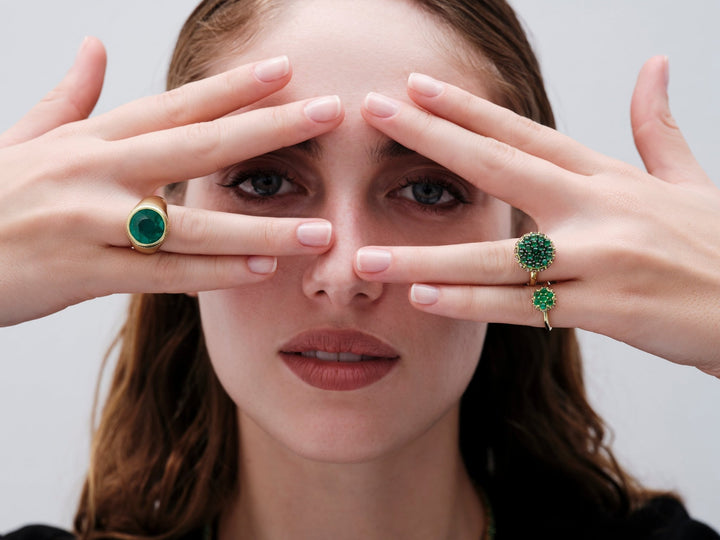 Emerald Mini Spin Ring - Revolve - Ileana Makri