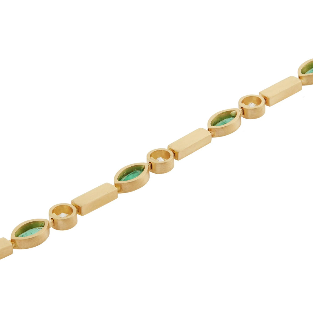 Emerald Navette Stream Bracelet Y - Em - D - Cascade - Ileana Makri