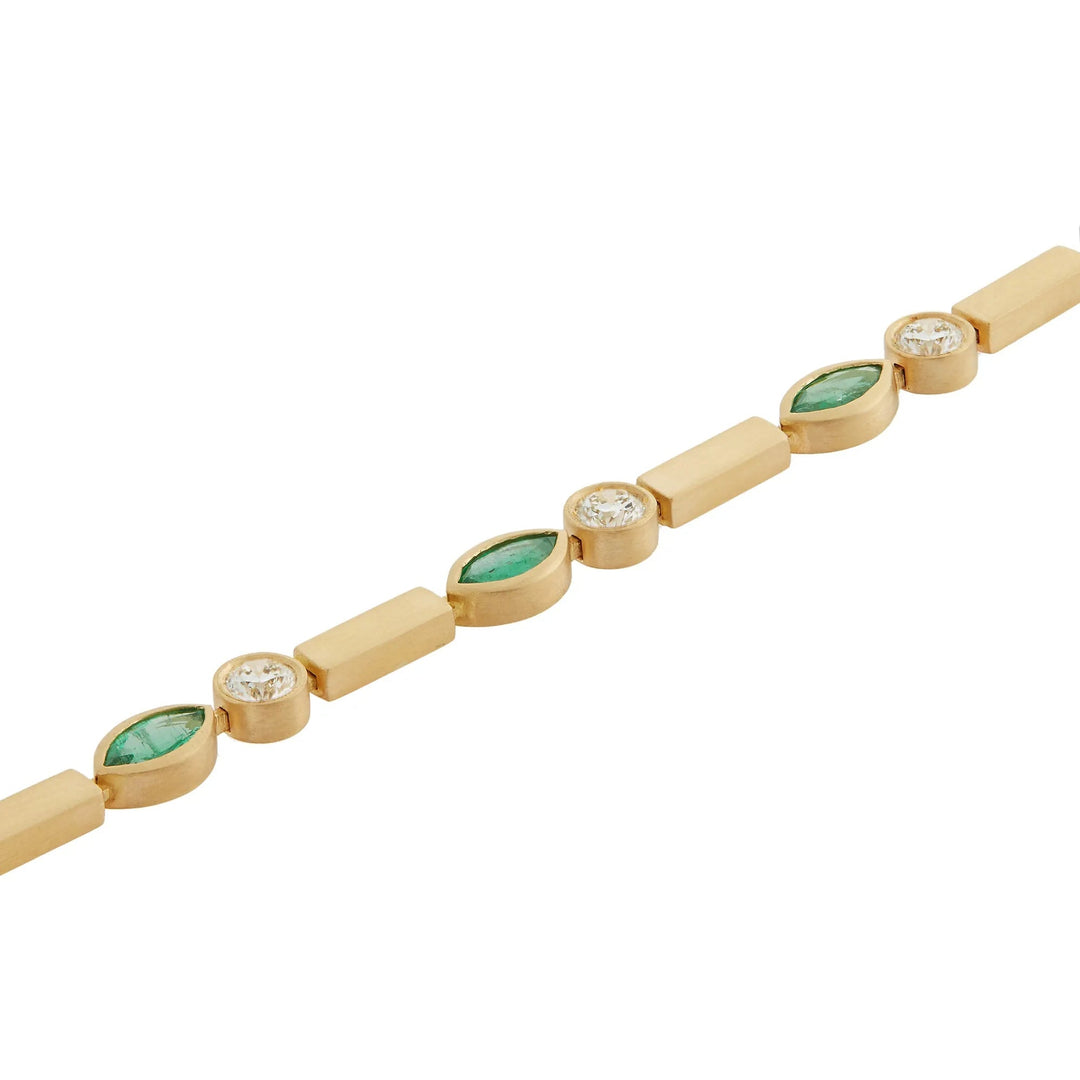 Emerald Navette Stream Bracelet Y - Em - D - Cascade - Ileana Makri