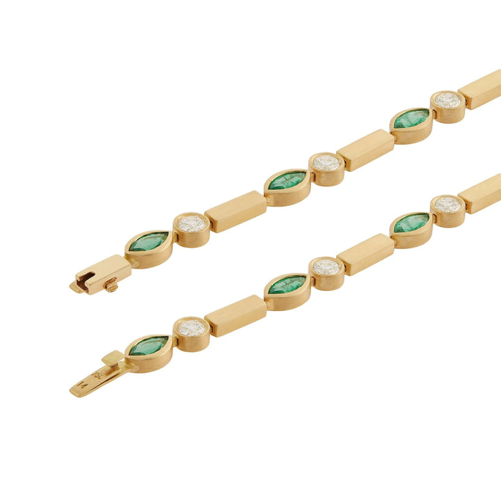 Emerald Navette Stream Bracelet Y - Em - D - Cascade - Ileana Makri