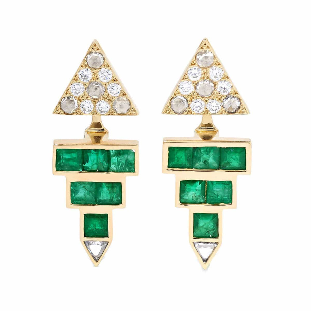 Emerald Pyramid Studs - Queen - Ileana Makri