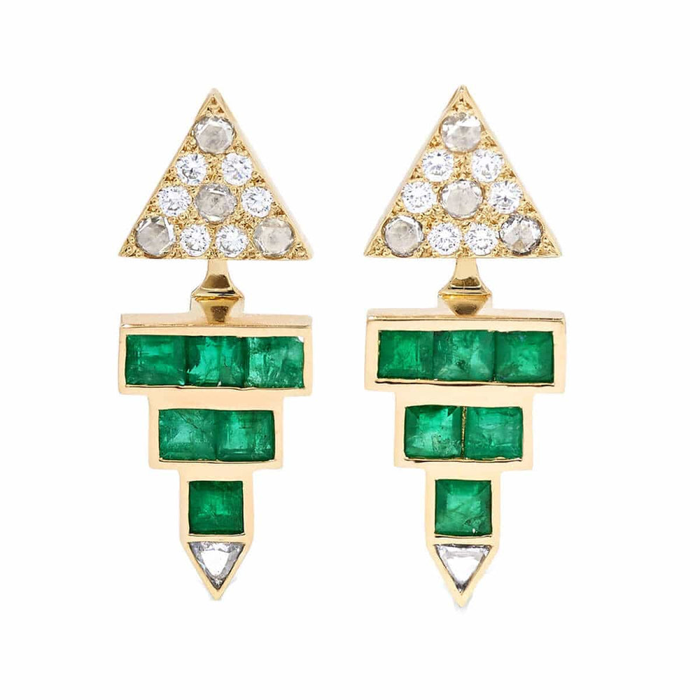 Emerald Pyramid Studs - Queen - Ileana Makri