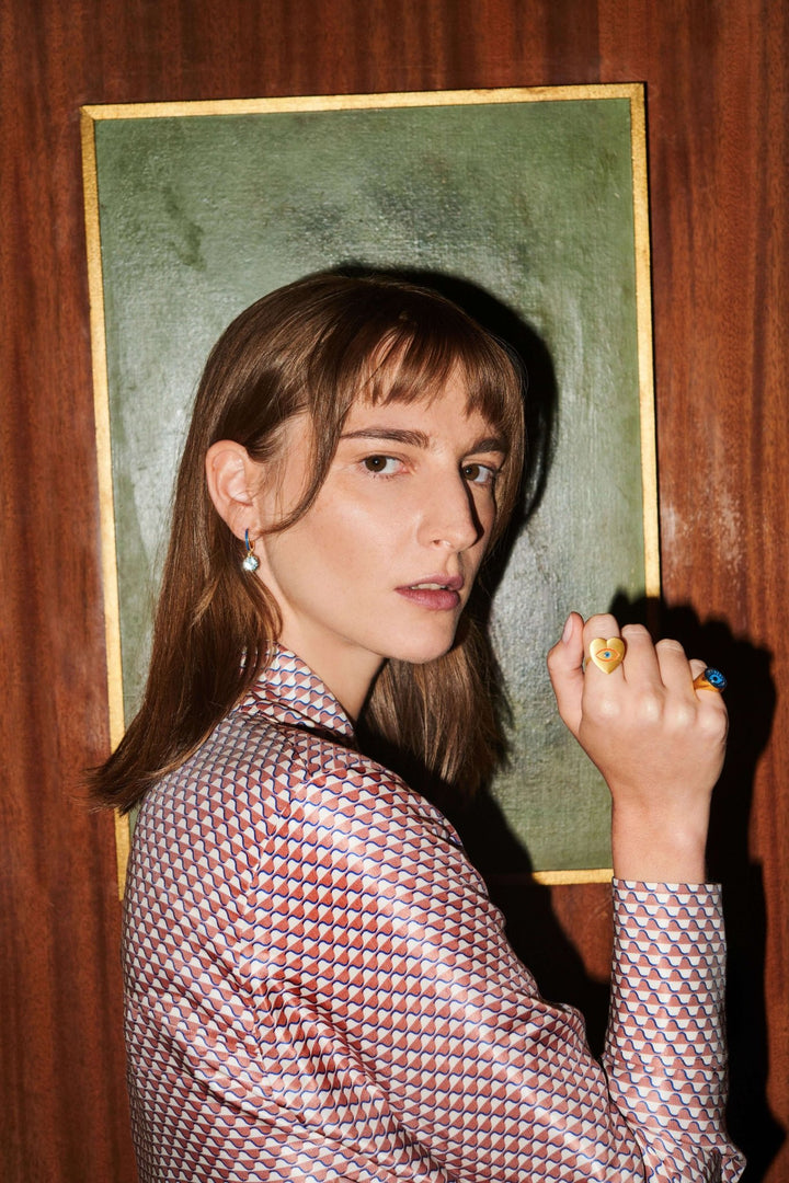 Enamel and Blue Topaz Hoops - Eye M Neon Rocks - Ileana Makri