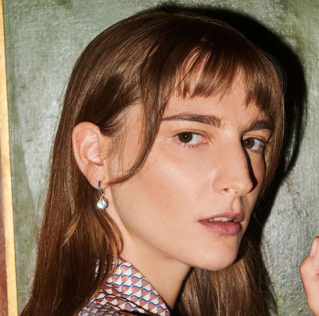 Enamel and Blue Topaz Hoops - Eye M Neon Rocks - Ileana Makri