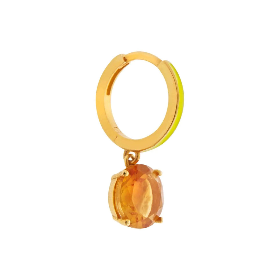 Enamel and Citrine Hoops - Eye M Neon Rocks - Ileana Makri