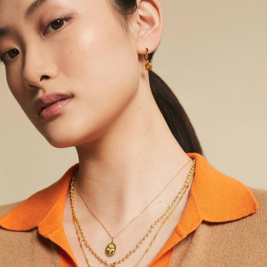 Enamel and Citrine Hoops - Eye M Neon Rocks - Ileana Makri