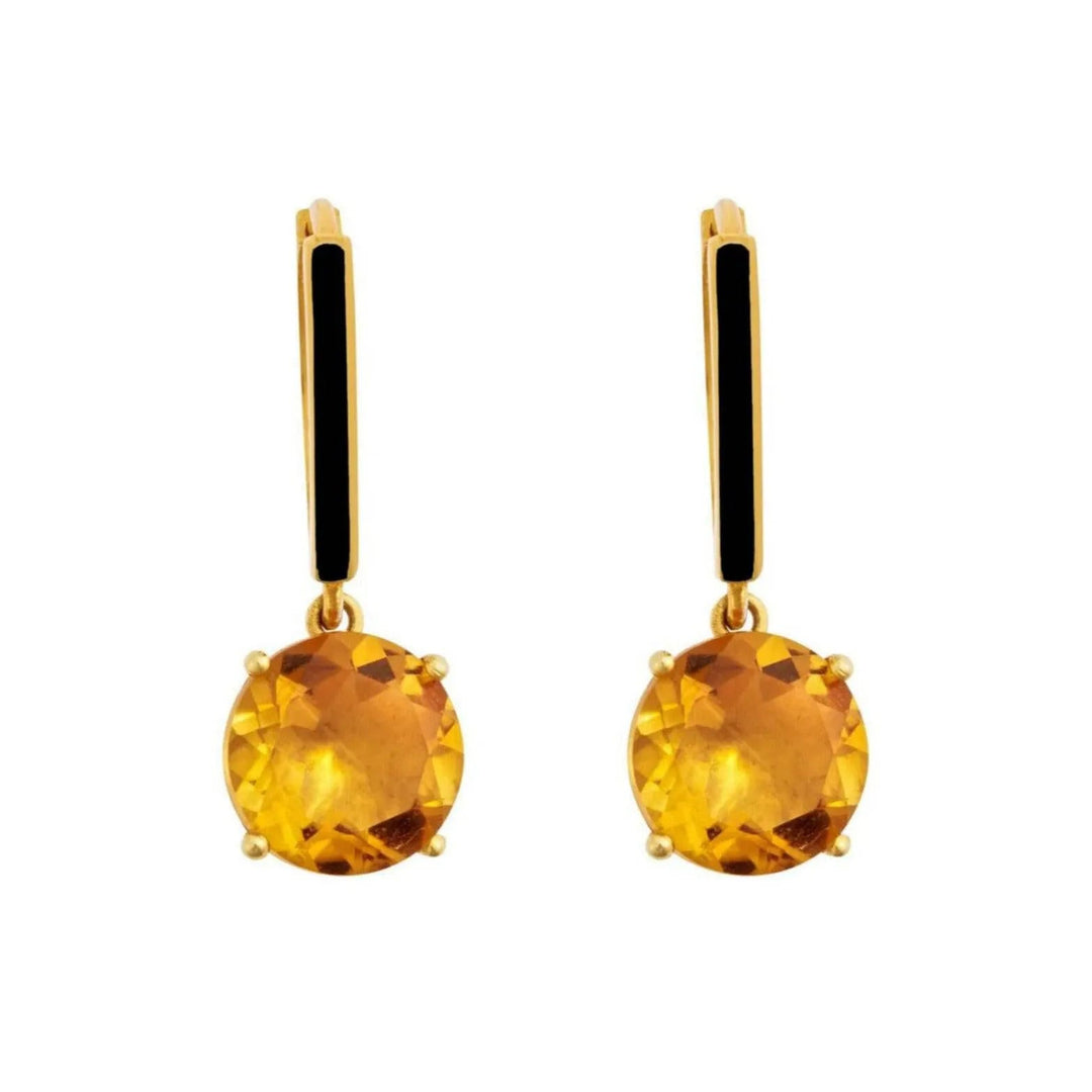 Enamel and Citrine Hoops - Eye M Neon Rocks - Ileana Makri