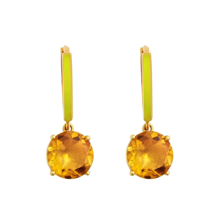 Enamel and Citrine Hoops - Eye M Neon Rocks - Ileana Makri