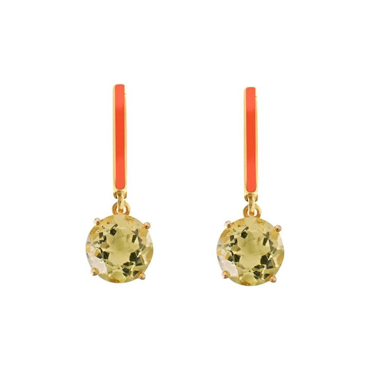 Enamel and Lemon Topaz Hoops - Eye M Neon Rocks - Ileana Makri