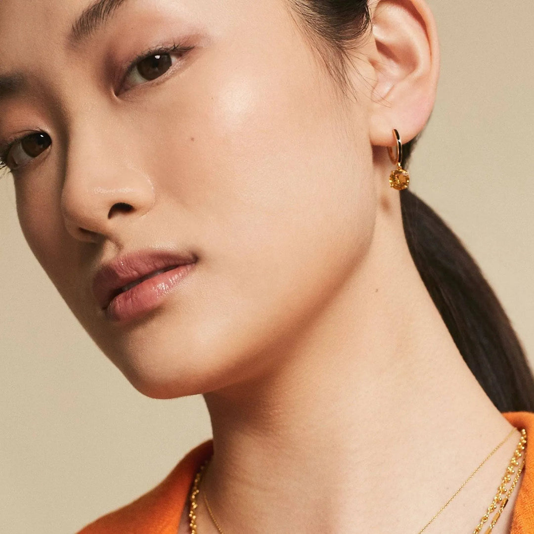 Enamel and Lemon Topaz Hoops - Eye M Neon Rocks - Ileana Makri