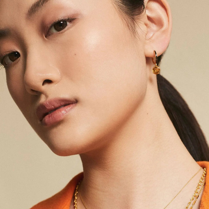 Enamel and Lemon Topaz Hoops - Eye M Neon Rocks - Ileana Makri