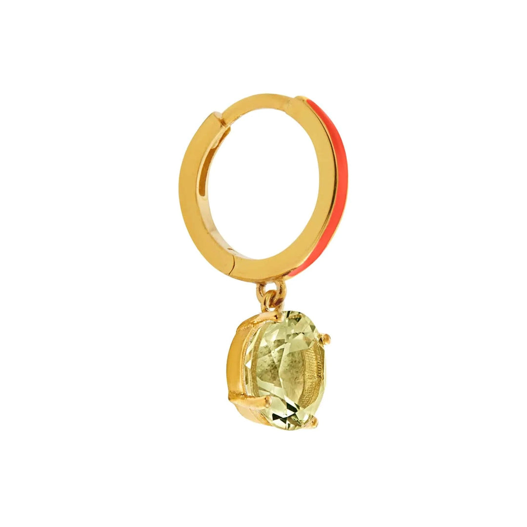 Enamel and Lemon Topaz Hoops - Eye M Neon Rocks - Ileana Makri