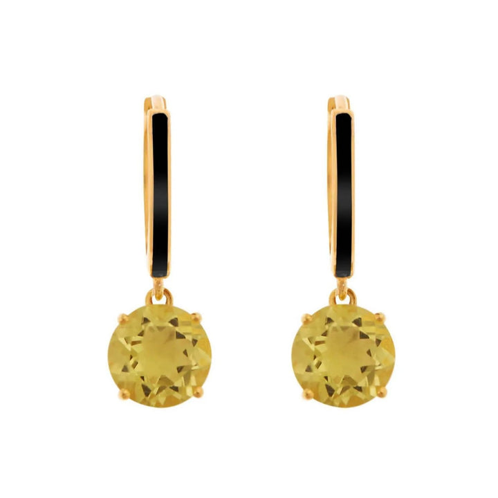 Enamel and Lemon Topaz Hoops - Eye M Neon Rocks - Ileana Makri