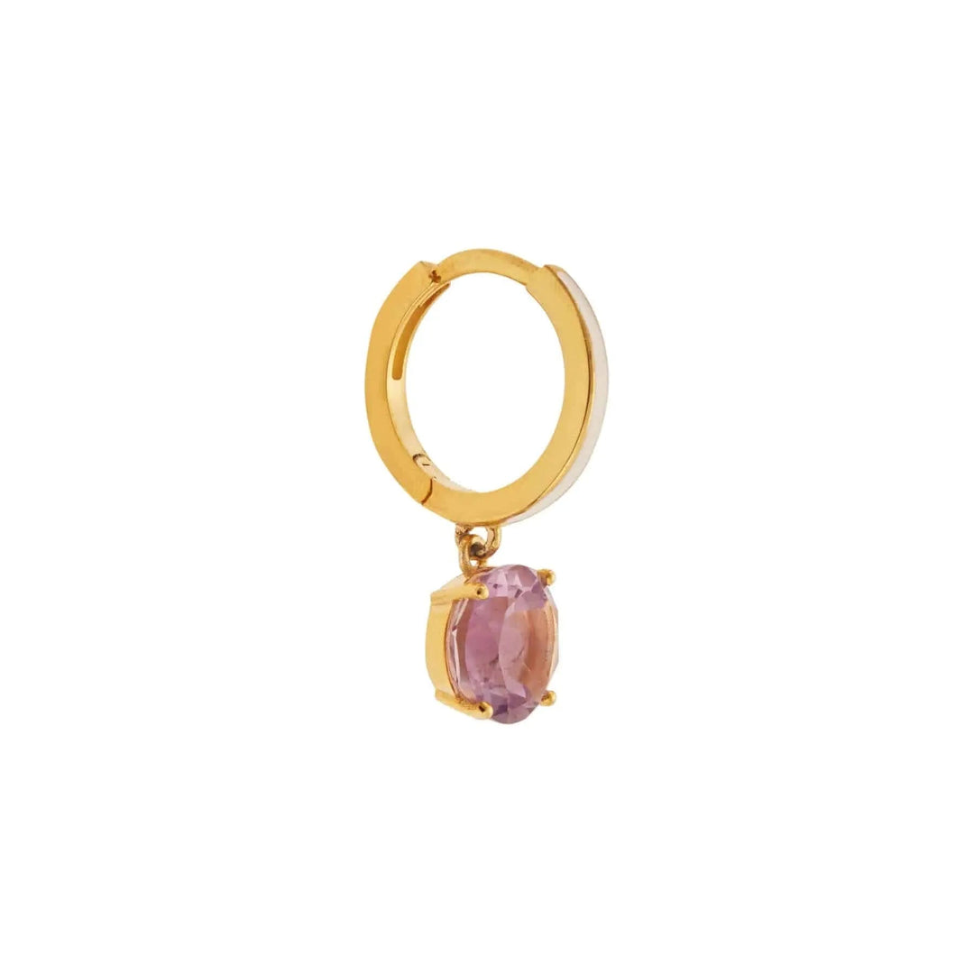 Enamel and Pink Amethyst Hoops - Eye M Neon Rocks - Ileana Makri