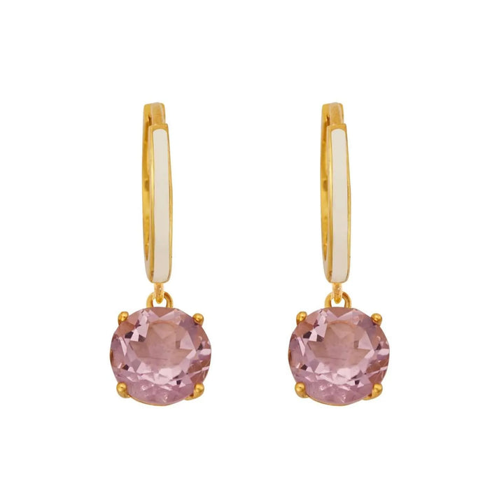 Enamel and Pink Amethyst Hoops - Eye M Neon Rocks - Ileana Makri store