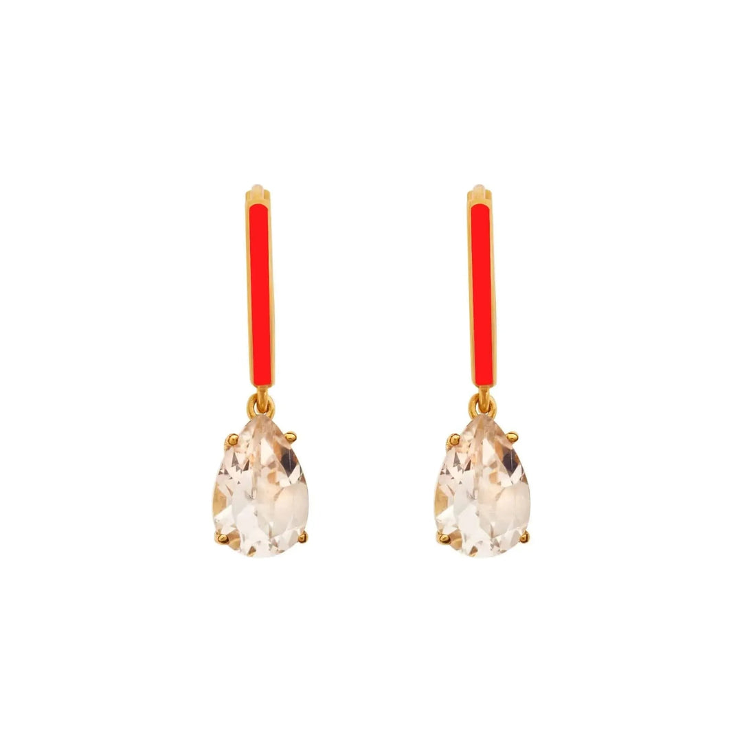 Enamel and White Topaz Hoops - Eye M Core - Ileana Makri