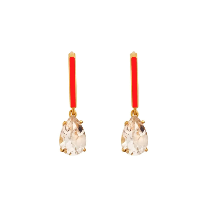 Enamel and White Topaz Hoops - Eye M Core - Ileana Makri