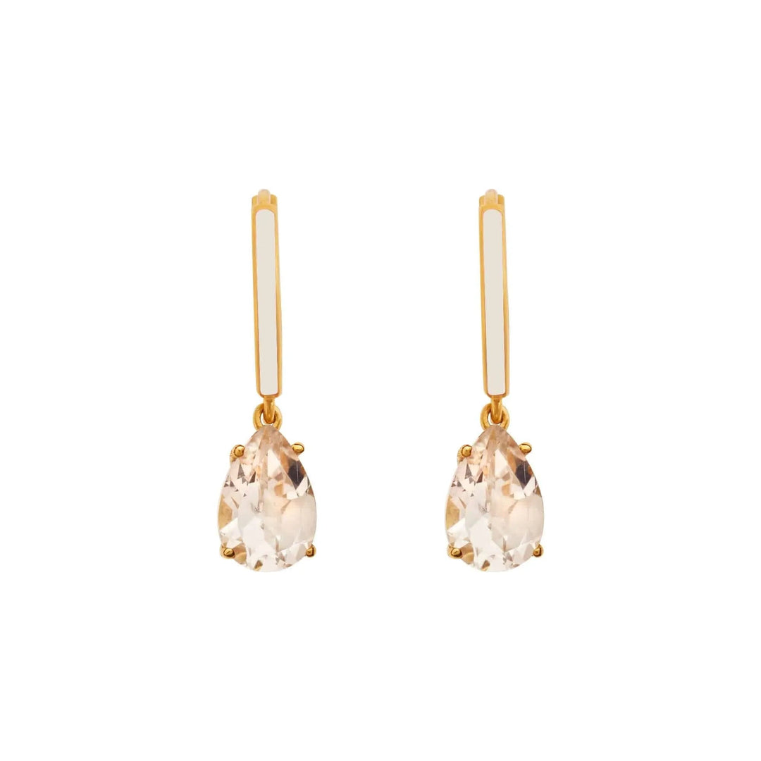Enamel and White Topaz Hoops - Eye M Core - Ileana Makri