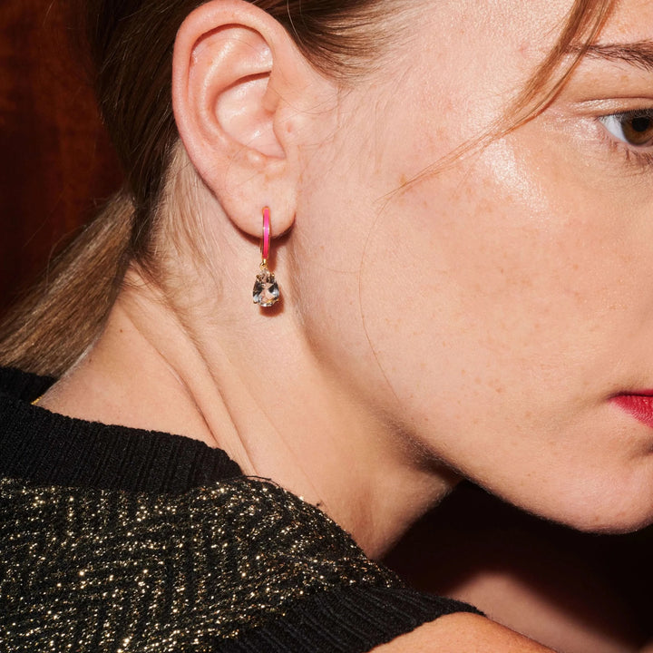 Enamel and White Topaz Hoops - Eye M Core - Ileana Makri