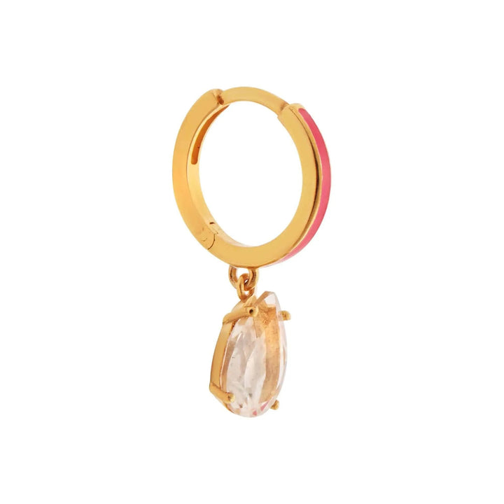 Enamel and White Topaz Hoops - Eye M Core - Ileana Makri