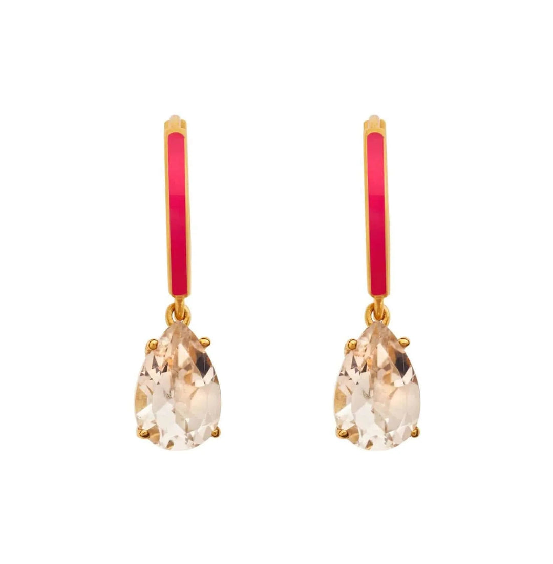 Enamel and White Topaz Hoops - Eye M Core - Ileana Makri