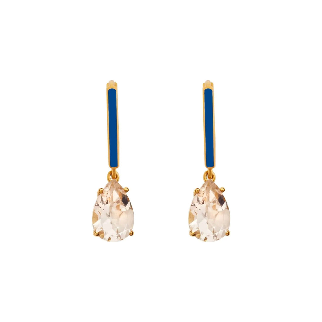 Enamel and White Topaz Hoops - Eye M Core - Ileana Makri