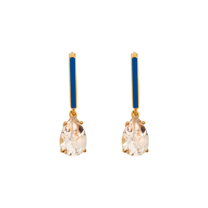 Enamel and White Topaz Hoops - Eye M Core - Ileana Makri