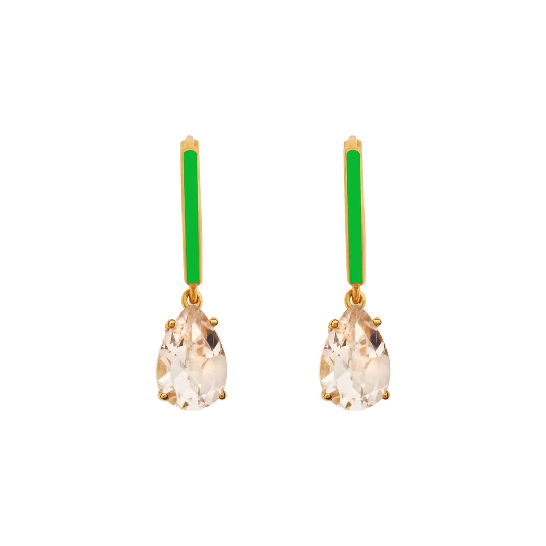 Enamel and White Topaz Hoops - Eye M Core - Ileana Makri