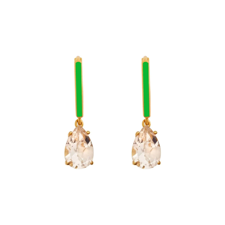 Enamel and White Topaz Hoops - Eye M Core - Ileana Makri