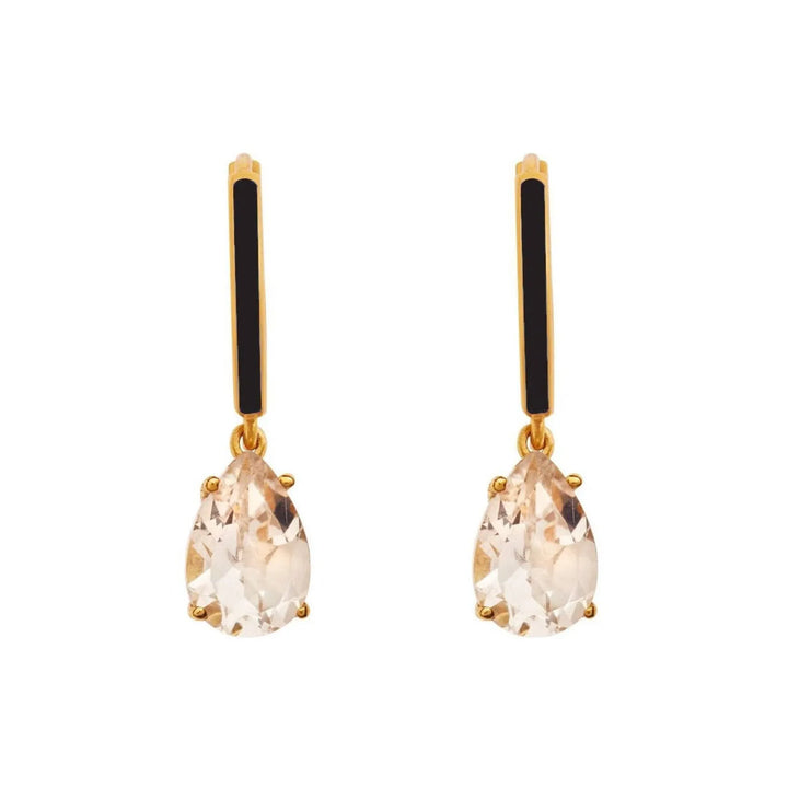 Enamel and White Topaz Hoops - Eye M Core - Ileana Makri store