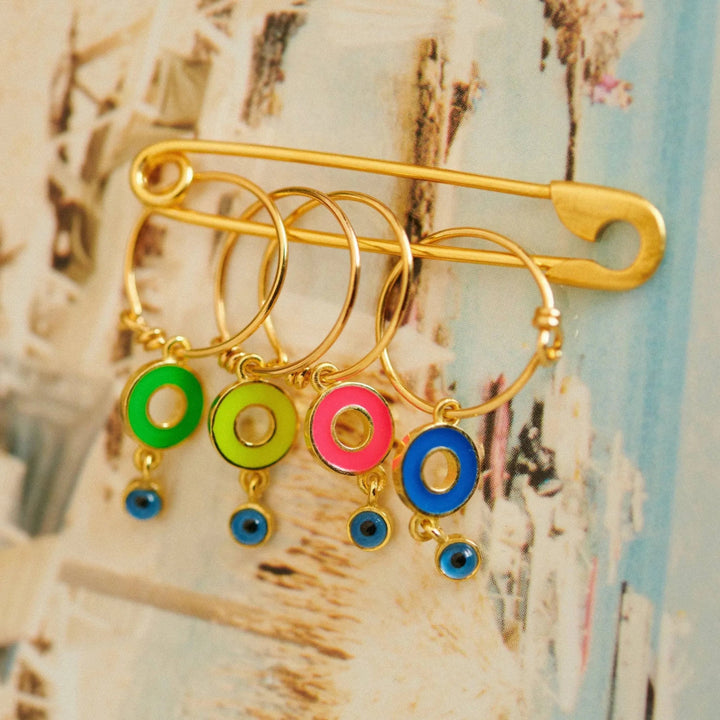 Enamel Drop Eye Slim Hoops - Eye M Eyes - Ileana Makri