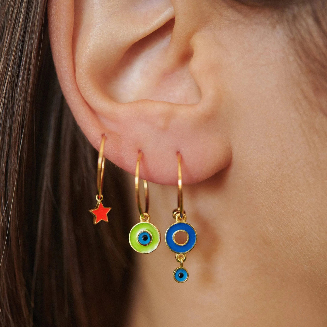 Enamel Drop Eye Slim Hoops - Eye M Eyes - Ileana Makri