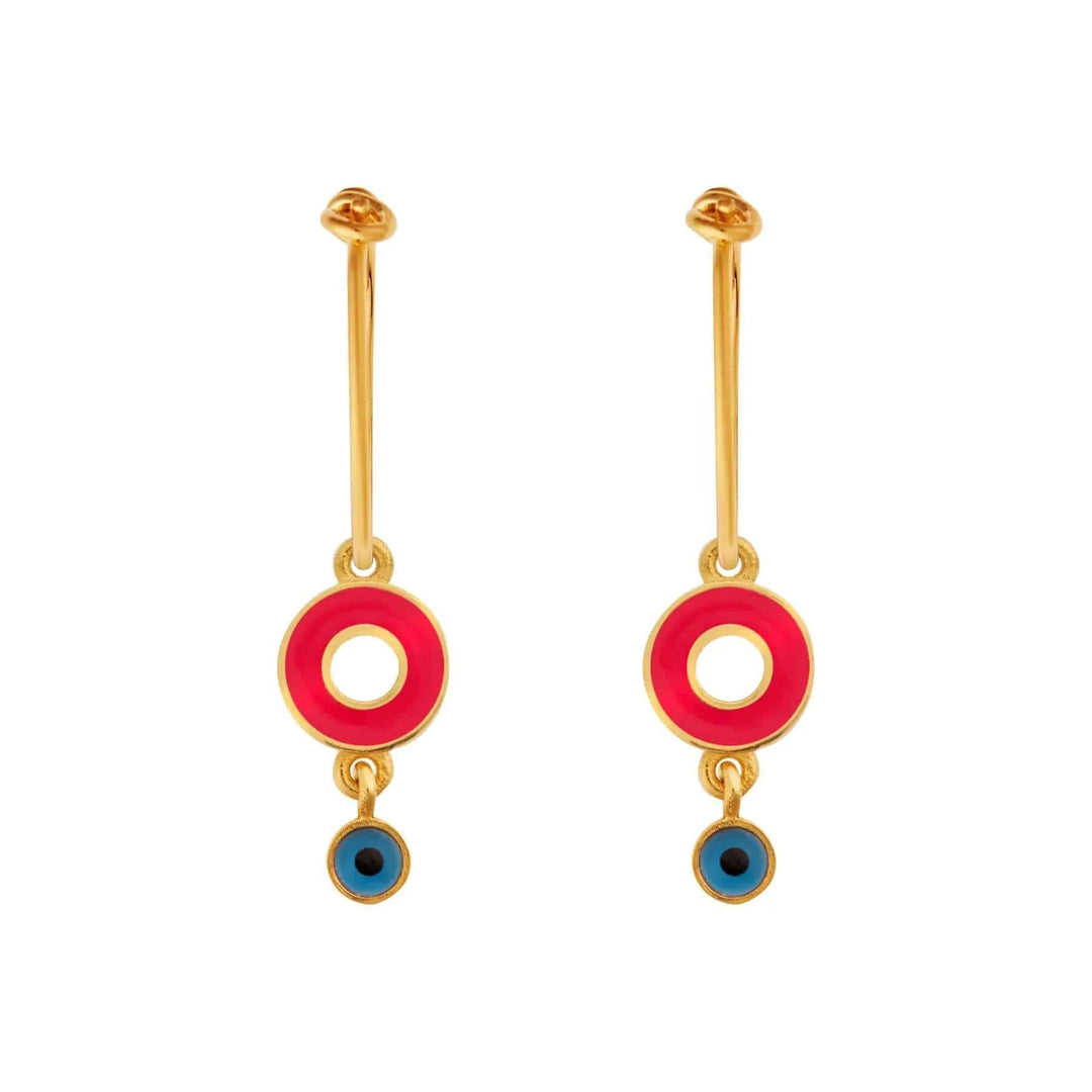 Enamel Drop Eye Slim Hoops - Eye M Eyes - Ileana Makri