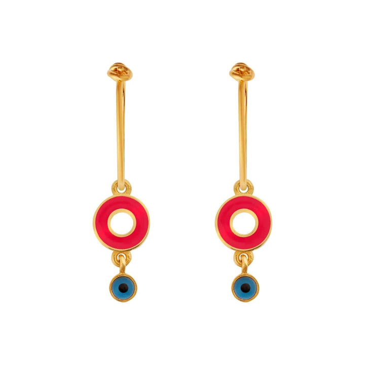 Enamel Drop Eye Slim Hoops - Eye M Eyes - Ileana Makri