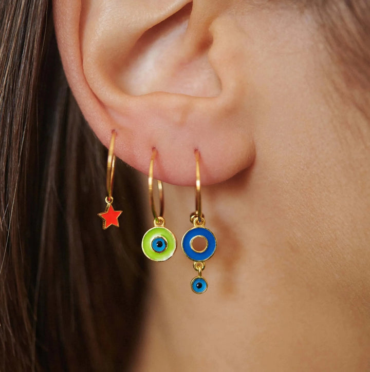 Enamel Eye Slim Hoops - Eye M Eyes - Ileana Makri