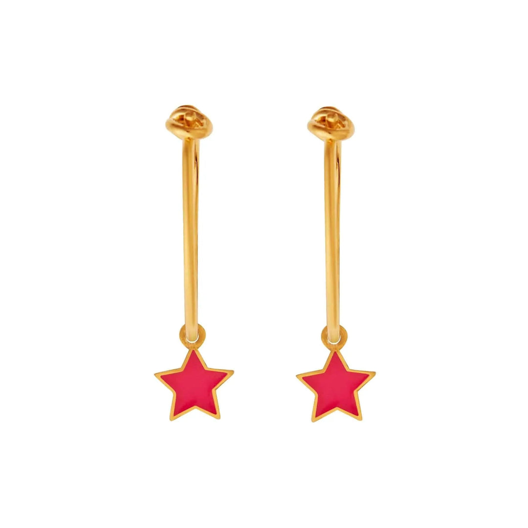 Enamel Little Star Hoops - Eye M Neon Rocks - Ileana Makri